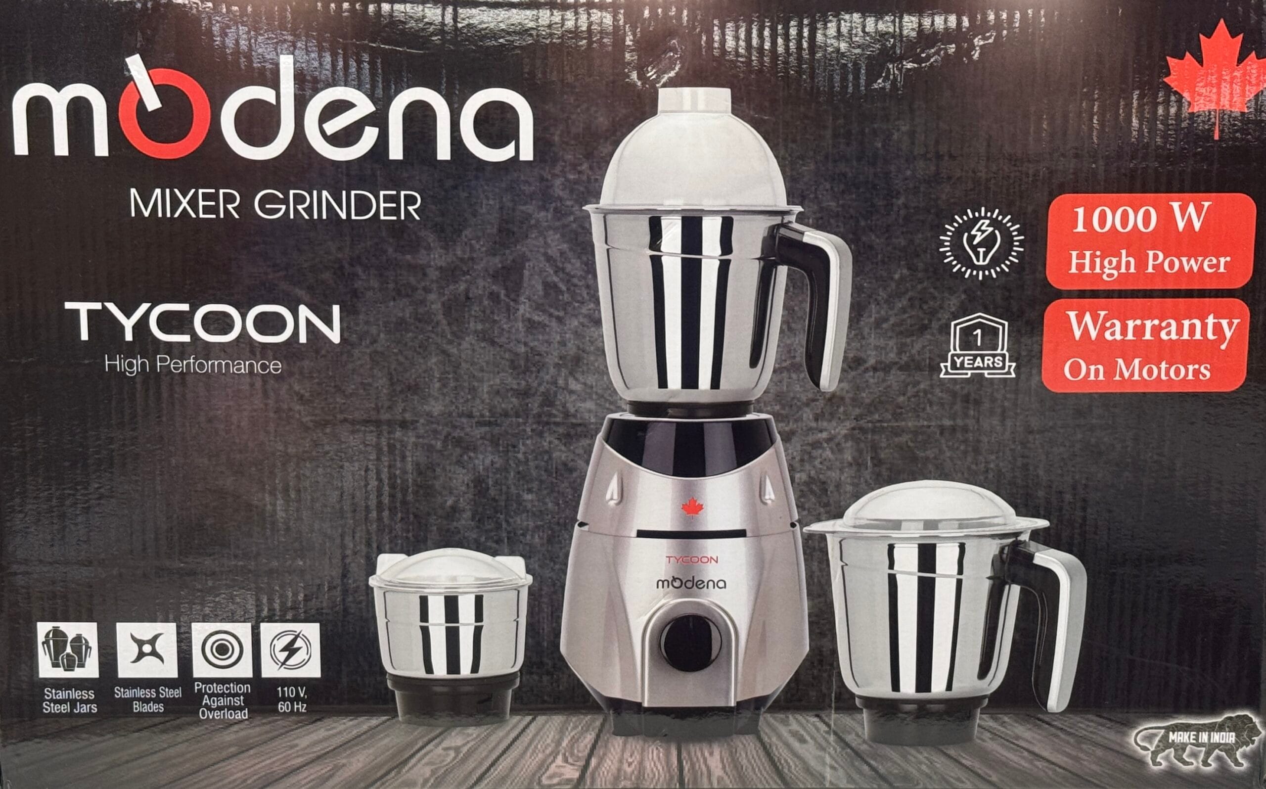MODENA MIXER GRINDER (TYCOON 1000 WATTS)