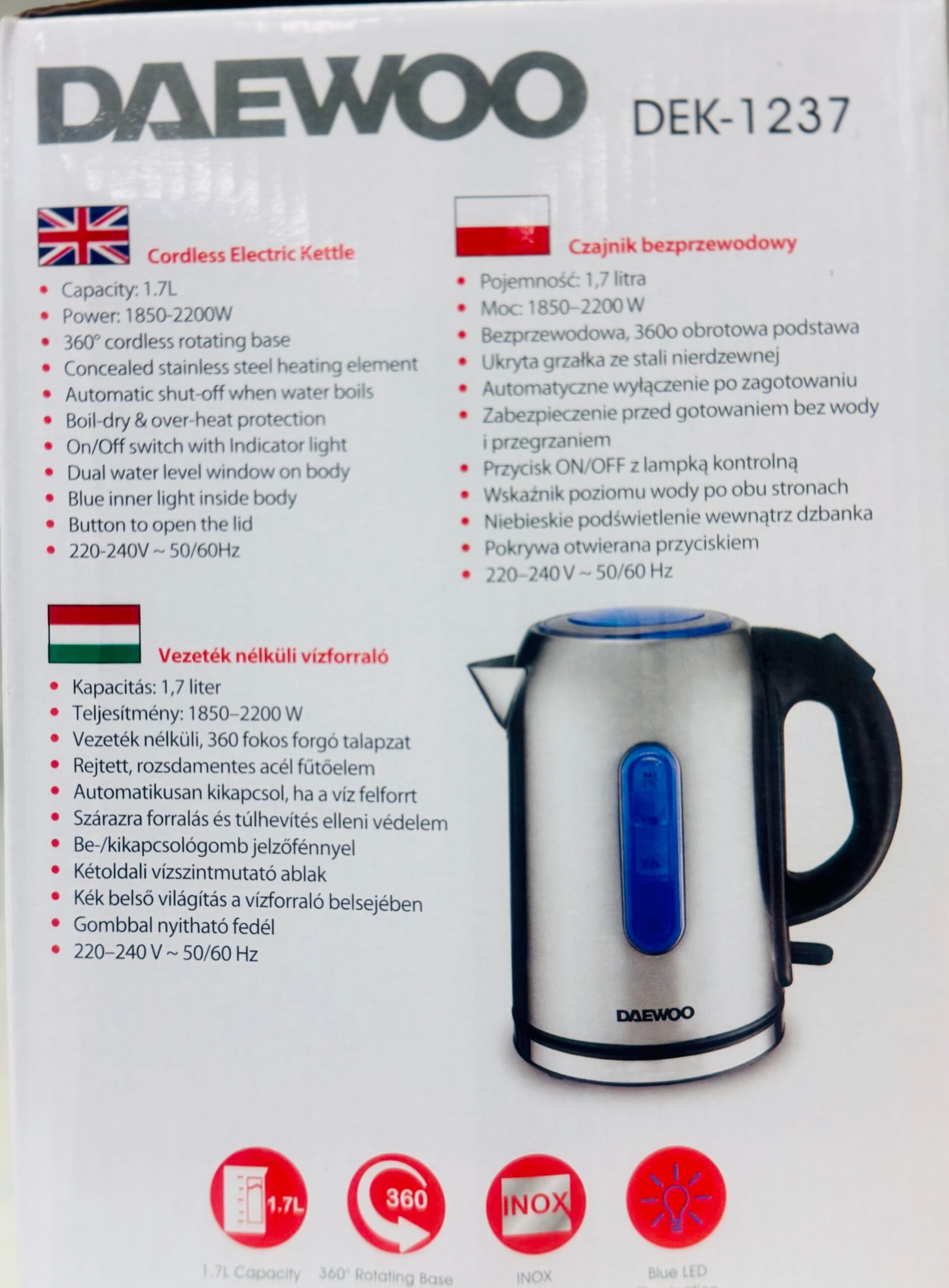 DAEWOOD ELECTRIC KETTLE 220V TO 240V - Image 2