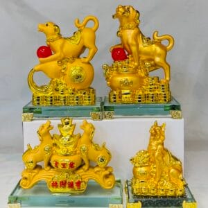 Golden Lucky Dog Wealth Statue