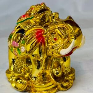 Lucky Gold Frog on Golden Elephant