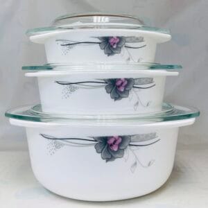 3 PCS CASSEROLE SET WITH GLASS LIDS