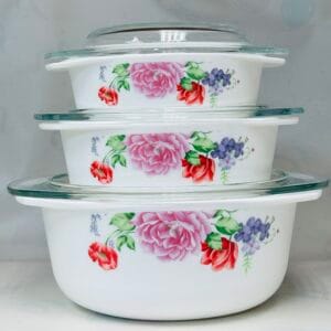 3 PCS CASSEROLE SET WITH GLASS LIDS
