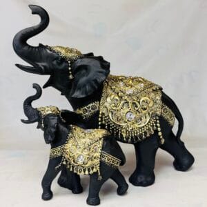 2 PCS BLACK & GOLDEN ELEPHANT SET