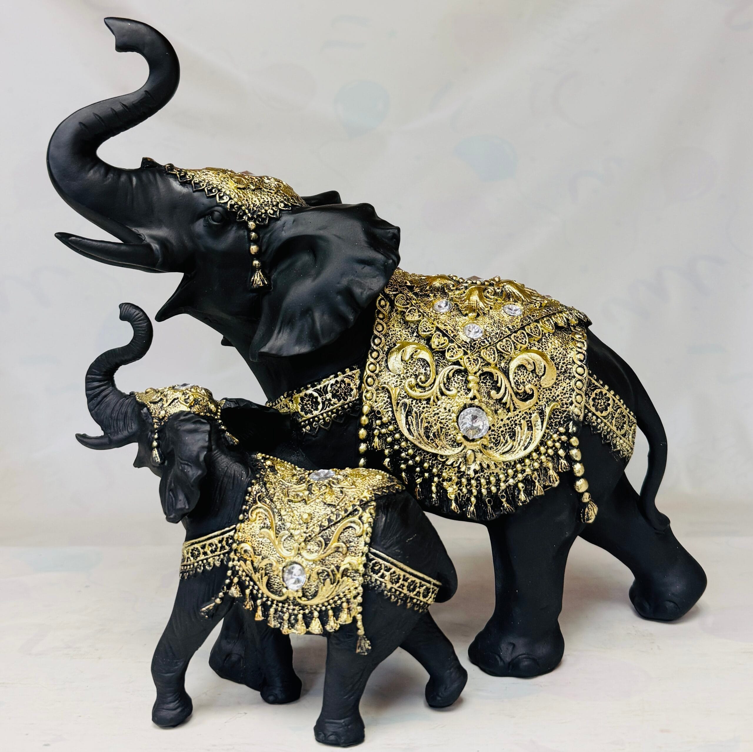 2 PCS BLACK & GOLDEN ELEPHANT SET